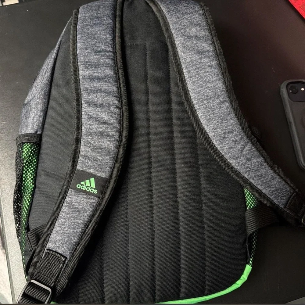adidas Gray and Neon Green Men's Athletic Backpack